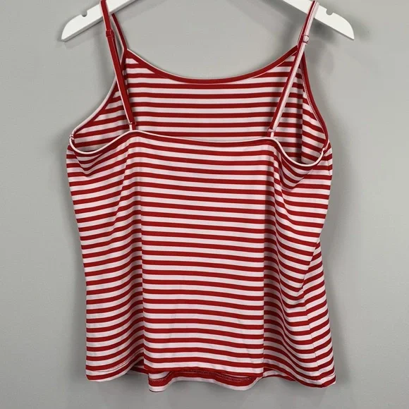 Lane Bryant Red White Striped Spaghetti Strap Tank Top w Adjustable Strap - Picture 4 of 6